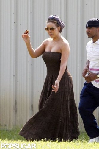 Mariah Carey walked toward set.
Mariah Carey walked toward set.