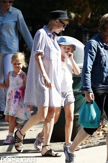 Michelle Williams held Matilda's hand on the way to the park. Michelle Williams held Matilda's hand on the way to the park.