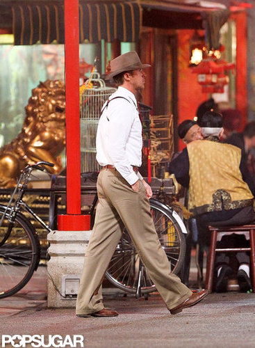 Ryan Gosling was in his Gangster Squad costume.
Ryan Gosling was in his Gangster Squad costume.