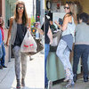 Jessica Alba Wearing Printed Jeans | August 21, 2012