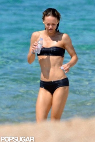 Vanessa Paradis wore a black bikini while in the South of France in August 2012.
Vanessa Paradis wore a black bikini while in the South of France in August 2012.