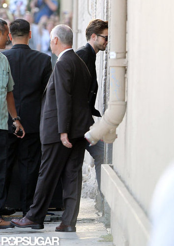 Robert Pattinson headed into the Jimmy Kimmel Show's studio in LA.
Robert Pattinson headed into the Jimmy Kimmel Show's studio in LA.