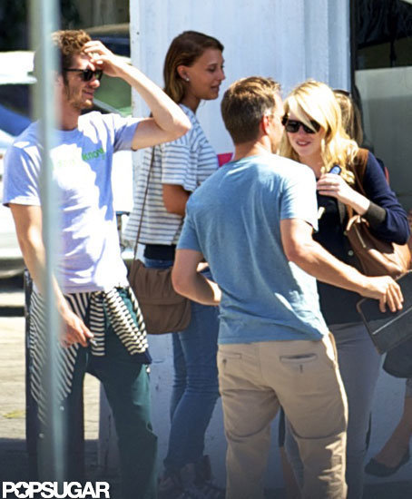 Emma Stone and Andrew Garfield met up with friends at Disneyland.
Emma Stone and Andrew Garfield met up with friends at Disneyland.