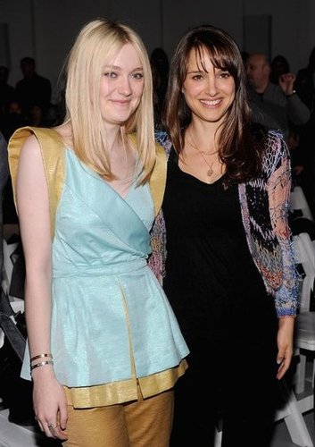 Dakota Fanning and Natalie Portman posed together as fans of Rodarte's collection in February 2012.
Dakota Fanning and Natalie Portman posed together as fans of Rodarte's collection in February 2012.