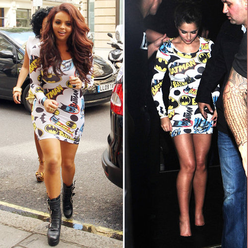Cheryl Cole and Jesy Nelson in Lazy Oaf Batman Dress