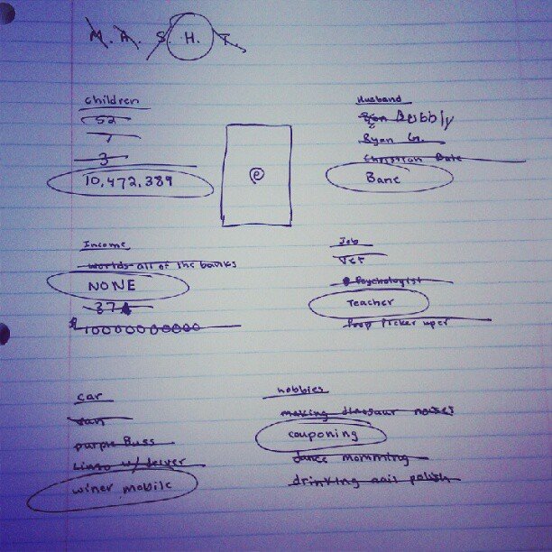 Playing MASH During Homeroom Playing MASH During Homeroom