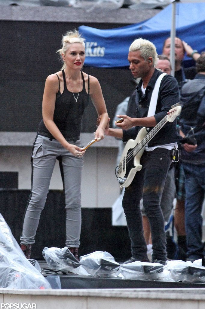 Gwen Stefani and No Doubt rehearsed at Rockefeller Center in NYC. Gwen Stefani and No Doubt rehearsed at Rockefeller Center in NYC.