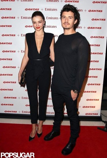 Orlando Bloom and Miranda Kerr posed together on the red carpet. Orlando Bloom and Miranda Kerr posed together on the red carpet.