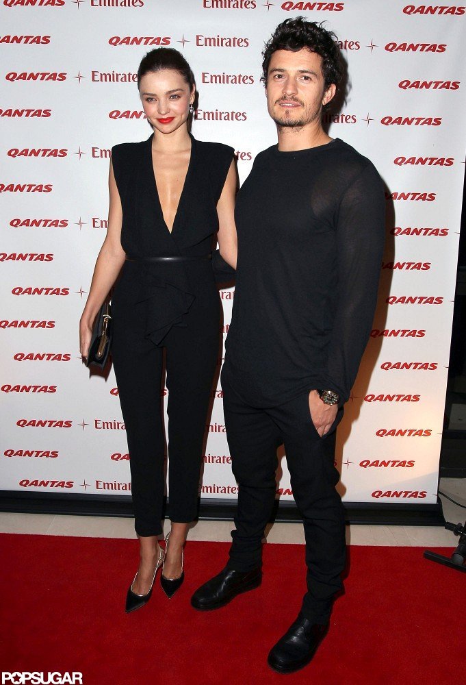 Orlando Bloom and Miranda Kerr posed together on the red carpet.
Orlando Bloom and Miranda Kerr posed together on the red carpet.