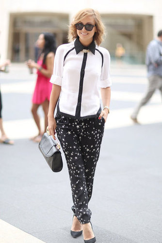 The Glamourai's Kelly Framel worked a black and white button-down and printed pants.
Source: Greg Kessler
The Glamourai's Kelly Framel worked a black and white button-down and printed pants.
Source: Greg Kessler