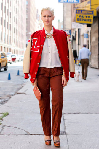 A varsity jacket made this look one of the coolest takes on trousers.
A varsity jacket made this look one of the coolest takes on trousers.