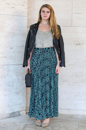 A printed maxi got a Fall counterpart in a leather jacket and structured satchel.
A printed maxi got a Fall counterpart in a leather jacket and structured satchel.