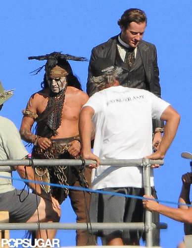 Shirtless Johnny Depp filmed with Armie Hammer.
Shirtless Johnny Depp filmed with Armie Hammer.