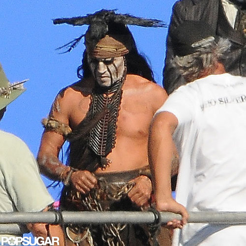 Johnny Depp went shirtless on set.
Johnny Depp went shirtless on set.