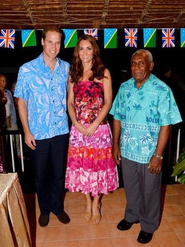 Kate Middleton was gifted this beautiful pink batik-print strapless dress upon arriving to the Solomon Islands — it totally embodies the fun fearless vibe of island style.
Kate Middleton was gifted this beautiful pink batik-print strapless dress upon arriving to the Solomon Islands — it totally embodies the fun fearless vibe of island style.