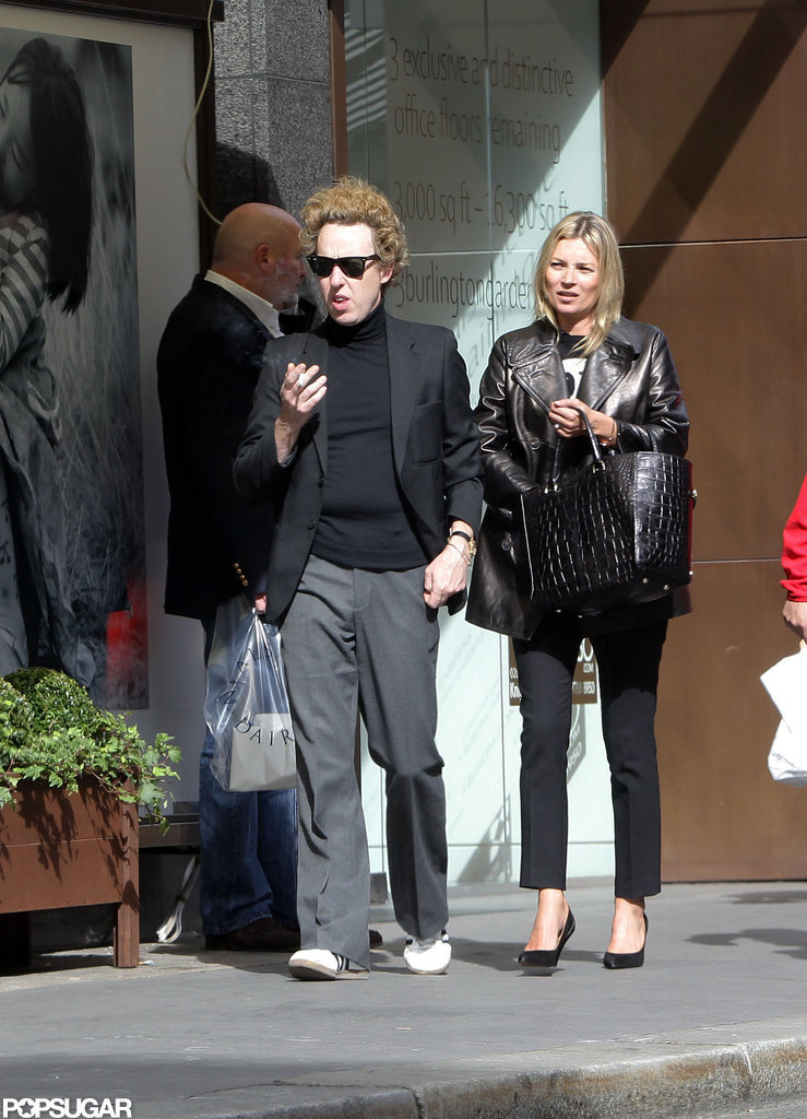 Kate Moss sported cropped pants and heels as she shopped with James Brown. Kate Moss sported cropped pants and heels as she shopped with James Brown.