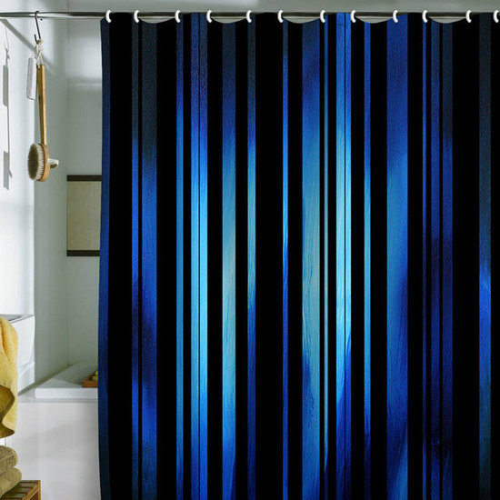 DENY Designs Madart, Inc. 'Black Stripes Blue Passion' Shower Curtain