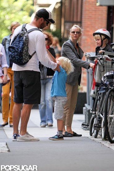 Liev Schreiber and Naomi Watts put helmets on their boys for a bike ride around the Big Apple.
Liev Schreiber and Naomi Watts put helmets on their boys for a bike ride around the Big Apple.