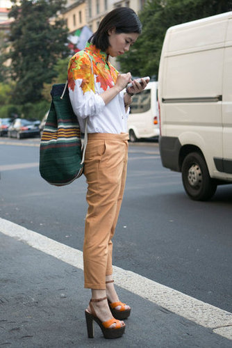 We love the contrast between a printed blouse and classic trousers.
We love the contrast between a printed blouse and classic trousers.