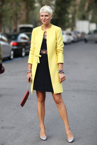 A sweet, lemon-hued coat gave a girlie twist to a cutout dress.
Source: Greg Kessler
A sweet, lemon-hued coat gave a girlie twist to a cutout dress.
Source: Greg Kessler