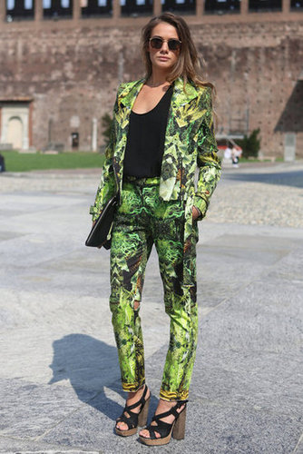 We love that this standout printed suit was made entirely wearable with understated shades and a basic black tee.
We love that this standout printed suit was made entirely wearable with understated shades and a basic black tee.