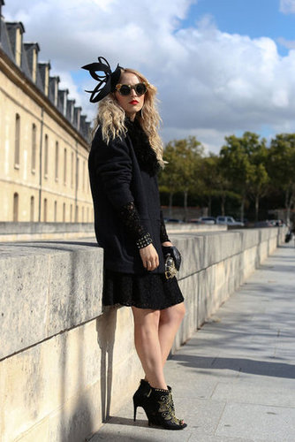 This styler livened up an all-black ensemble with studded Zara heels and a fascinator.
This styler livened up an all-black ensemble with studded Zara heels and a fascinator.