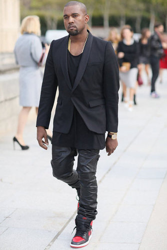 Kanye showed off his signature style: a sleek, albeit edgy, mix.
Kanye showed off his signature style: a sleek, albeit edgy, mix.