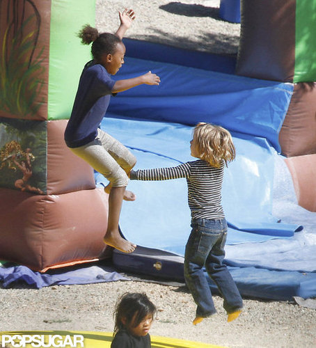 Angelina, Shiloh, Zahara, Pax, and the Twins Bounce Around at a Park! Angelina, Shiloh, Zahara, Pax, and the Twins Bounce Around at a Park!