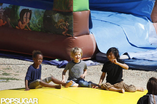 Angelina, Shiloh, Zahara, Pax, and the Twins Bounce Around at a Park! Angelina, Shiloh, Zahara, Pax, and the Twins Bounce Around at a Park!