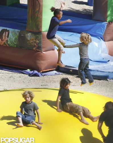 The Jolie-Pitt kids played at a French park.
The Jolie-Pitt kids played at a French park.