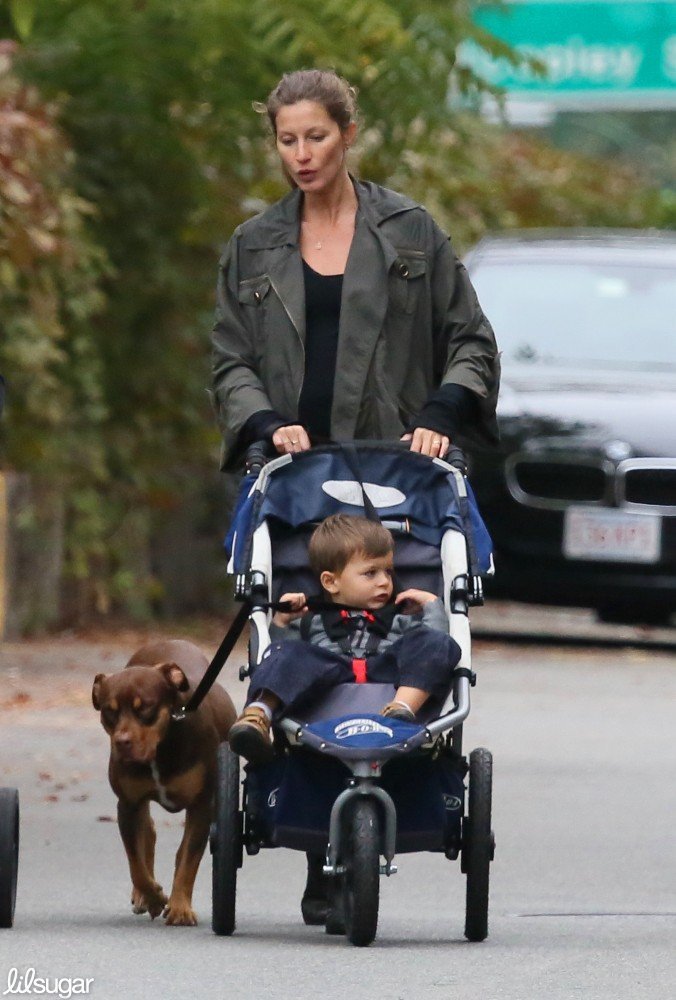 Gisele Bundchen pushed Benjamin Brady while walking the dog in Boston.
Gisele Bundchen pushed Benjamin Brady while walking the dog in Boston.