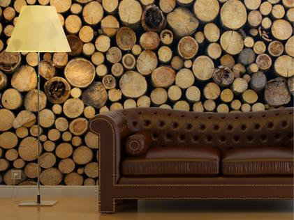 This lifelike log cabin wallpaper ($105-$303) creates a homey atmosphere — no fireplace needed.
This lifelike log cabin wallpaper ($105-$303) creates a homey atmosphere — no fireplace needed.