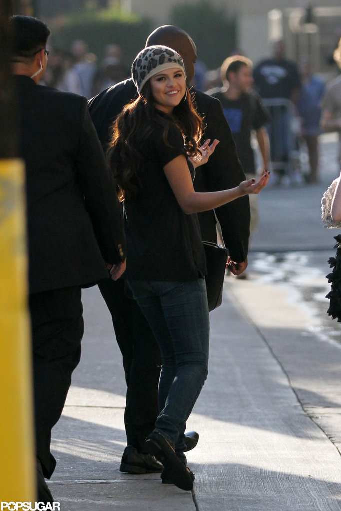Selena Gomez had a smile on her face on the way to her appearance on Jimmy Kimmel.
Selena Gomez had a smile on her face on the way to her appearance on Jimmy Kimmel.