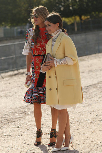 Fashion-forward duo Anna Dello Russo and Miroslava Duma make their mark in bold print and frills, respectively.
Fashion-forward duo Anna Dello Russo and Miroslava Duma make their mark in bold print and frills, respectively.