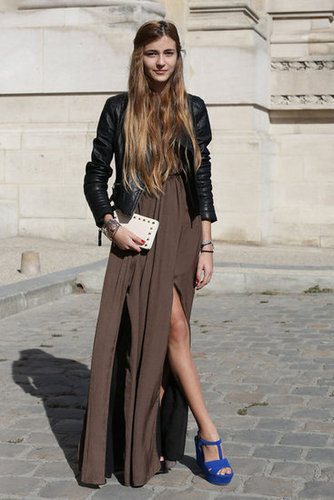 A pop of cobalt blue gave this moody ensemble a lift.
A pop of cobalt blue gave this moody ensemble a lift.