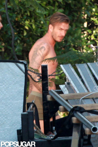 David Beckham was shirtless in Beverly Hills.
David Beckham was shirtless in Beverly Hills.