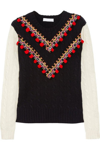 The embellishment on this statement-making Altuzarra Venise Cable-Knit Sweater ($1,125) draws the eye to your bustline — so even though you're covered up, you'll still hold ample attention.
The embellishment on this statement-making Altuzarra Venise Cable-Knit Sweater ($1,125) draws the eye to your bustline — so even though you're covered up, you'll still hold ample attention.