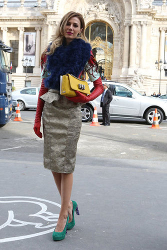 A bold-hued fur and equally eye-catching gloves and heels gave us lots to look at in this glam mix.
A bold-hued fur and equally eye-catching gloves and heels gave us lots to look at in this glam mix.