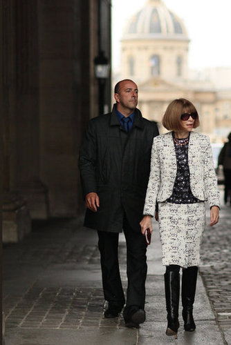 Anna Wintour showed off her a play on her usual tweed.
Anna Wintour showed off her a play on her usual tweed.