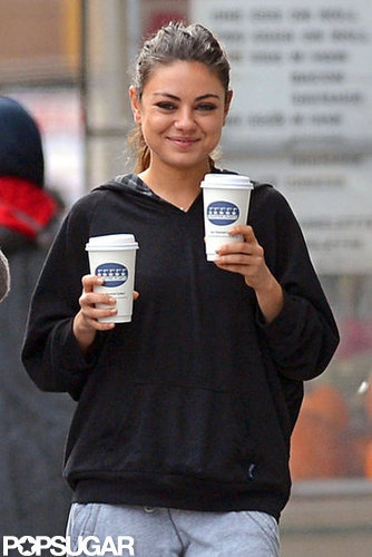 Ashton and His Sexy Girlfriend, Mila, Share a Smiley Coffee Date Ashton and His Sexy Girlfriend, Mila, Share a Smiley Coffee Date