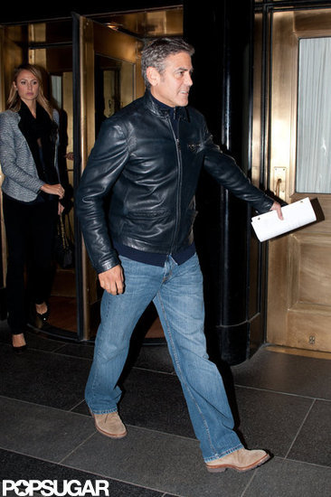 George Clooney and Stacey Keibler went out for dinner in Manhattan.
George Clooney and Stacey Keibler went out for dinner in Manhattan.