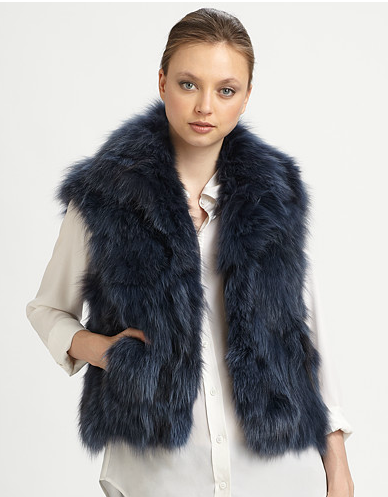 We love the dark slate blue hue and cropped cut of this Adrienne Landau Fox Vest ($795).
We love the dark slate blue hue and cropped cut of this Adrienne Landau Fox Vest ($795).