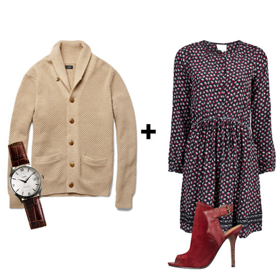 We love staying warm with a boyfriend sweater — so why not get one your man can actually wear? Give this men's collared shawl cardigan a feminine update by pairing it with a dark floral dress and seasonal, suede booties.
Get the look:
J. Crew Shawl Collar Cardigan ($110)
Timex 1600 Watch ($195)
Band of Outsiders Rose Dress ($465)
Nine West Sweetbriar ($179)
We love staying warm with a boyfriend sweater — so why not get one your man can actually wear? Give this men's collared shawl cardigan a feminine update by pairing it with a dark floral dress and seasonal, suede booties.
Get the look:
J. Crew Shawl Collar Cardigan ($110)
Timex 1600 Watch ($195)
Band of Outsiders Rose Dress ($465)
Nine West Sweetbriar ($179)