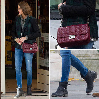 Olivia Palermo Wears a Plaid Blazer and Dior Bag in Paris