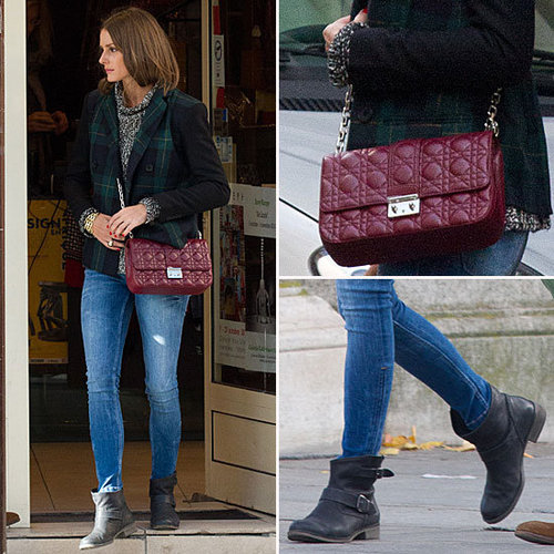 Olivia Palermo Wears a Plaid Blazer and Dior Bag in Paris