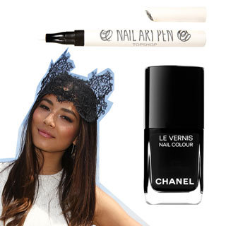 Copy Jessica Gomes's Fascinator With Lace Nail Art