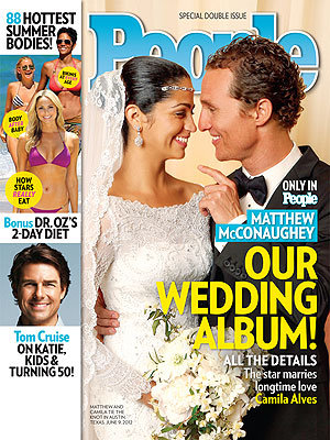 After two children together and five years of dating, Matthew McConaughey and Camila Alves walked down the aisle at their home in Austin, TX, in June 2012.
After two children together and five years of dating, Matthew McConaughey and Camila Alves walked down the aisle at their home in Austin, TX, in June 2012.
