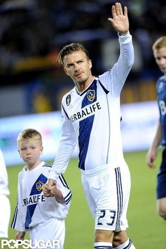 David Beckham hit the field.
David Beckham hit the field.