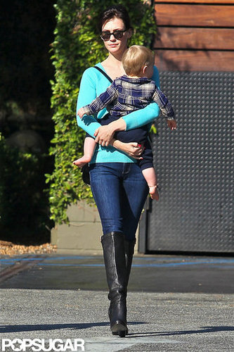 January Jones Steps Out With Xander and New Brunette Locks January Jones Steps Out With Xander and New Brunette Locks