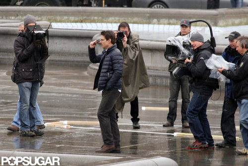 Tom Cruise wore a puffy jacket on set.
Tom Cruise wore a puffy jacket on set.